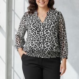 Torrid Plus Size Leopard Print Blouse Black And White Women's Plus Size 5X / 28